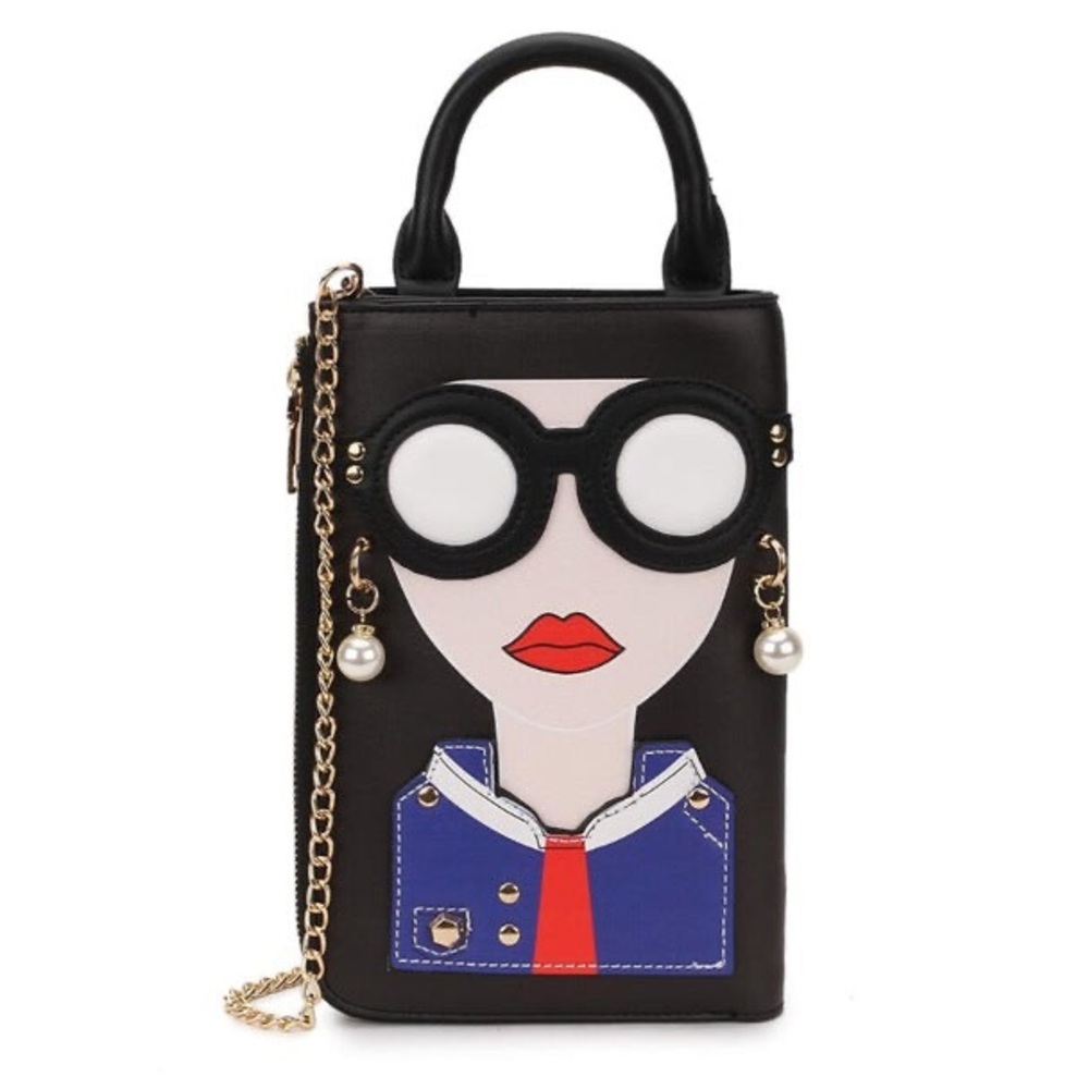 NWT JOSEPH D'AREZZO Sunglass Woman Top Handle Bag Black - Picture 1 of 9